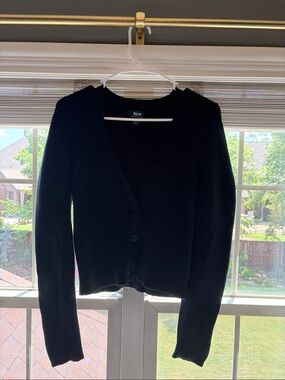 Anthropology Black Button-Front V-Neck Women's Cardigan Sweater